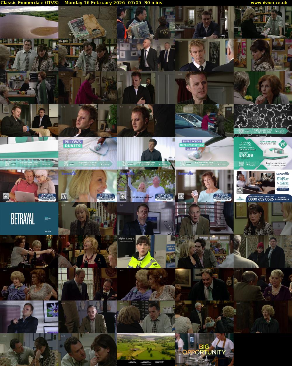 Classic Emmerdale (ITV3) Monday 16 February 2026 07:05 - 07:35