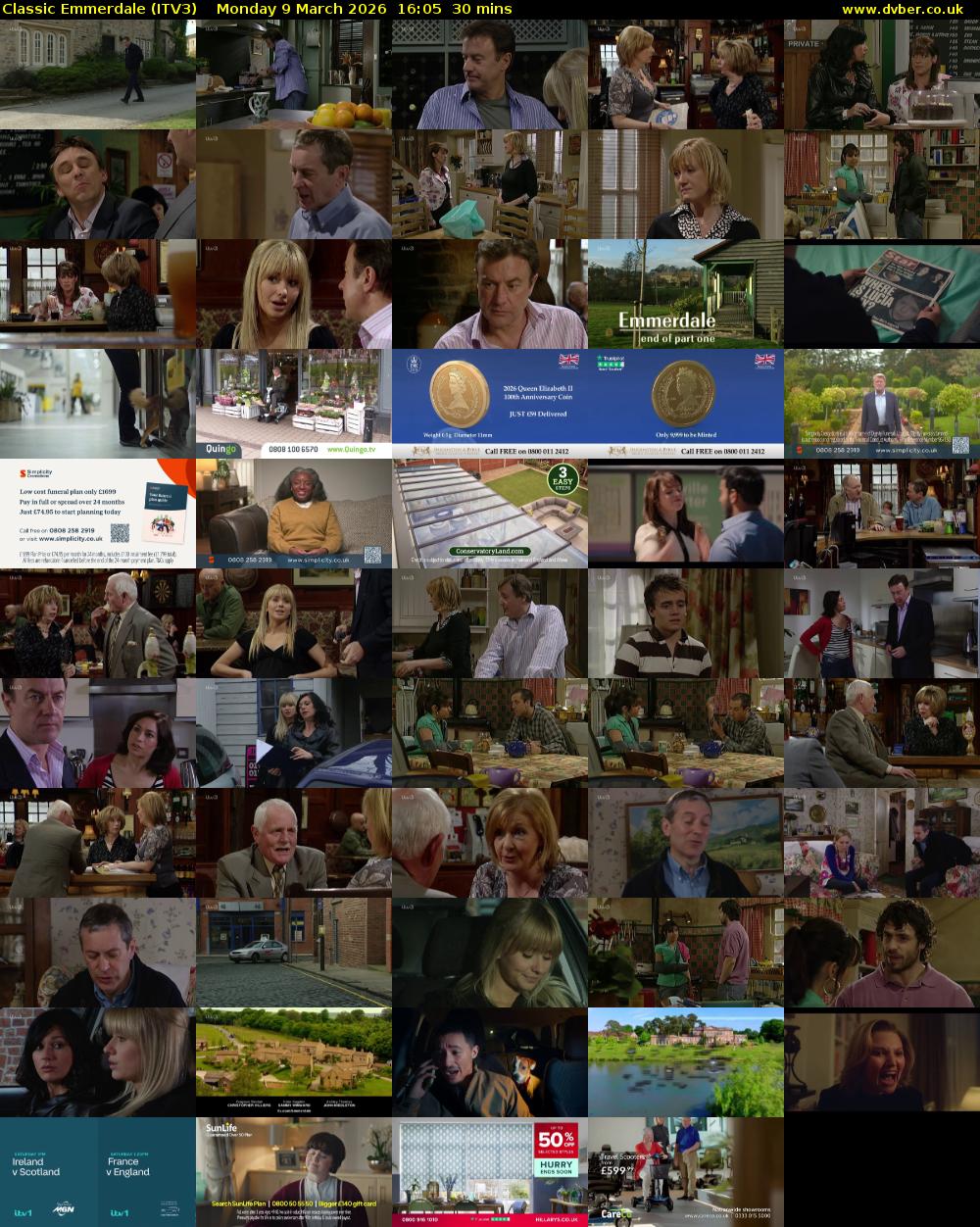 Classic Emmerdale (ITV3) Monday 9 March 2026 16:05 - 16:35