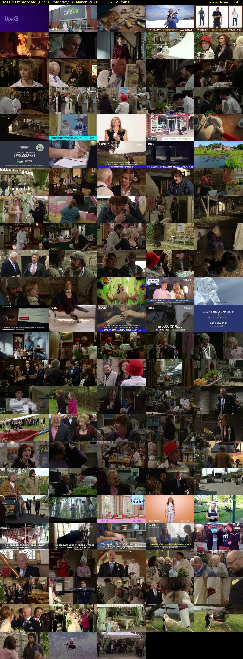 Classic Emmerdale (ITV3) Monday 16 March 2026 15:35 - 16:40