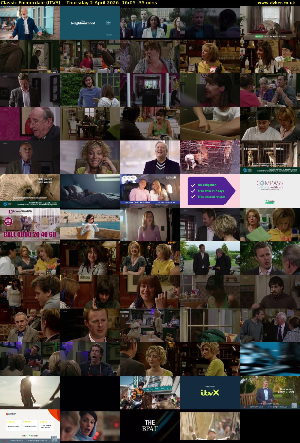Classic Emmerdale (ITV3) Thursday 2 April 2026 16:05 - 16:40