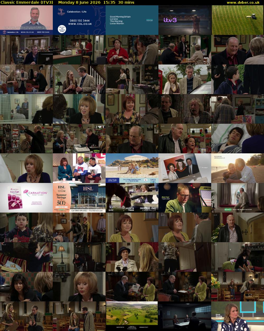 Classic Emmerdale (ITV3) Monday 8 June 2026 15:35 - 16:05