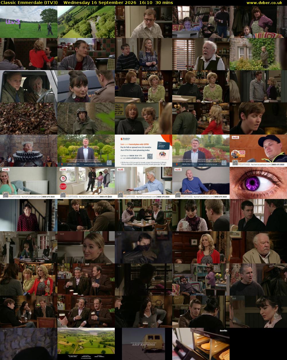 Classic Emmerdale (ITV3) Wednesday 16 September 2026 16:10 - 16:40