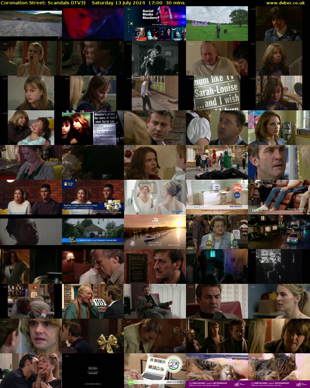 Coronation Street: Scandals (ITV3) Saturday 13 July 2024 17:00 - 17:30