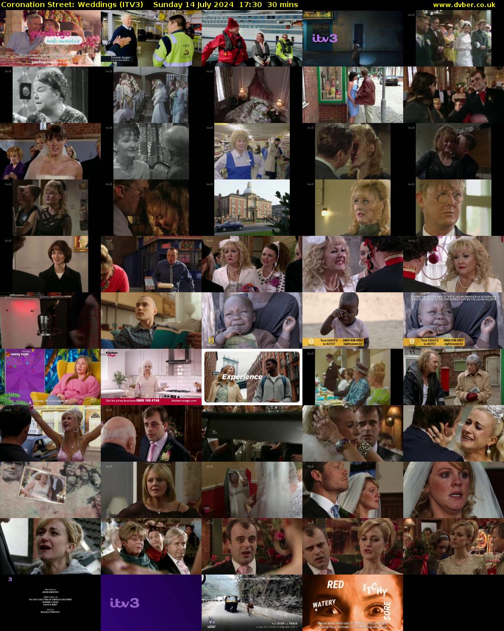 Coronation Street: Weddings (ITV3) Sunday 14 July 2024 17:30 - 18:00