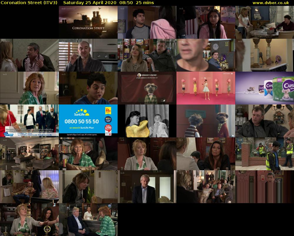 Coronation Street (ITV3) Saturday 25 April 2020 08:50 - 09:15