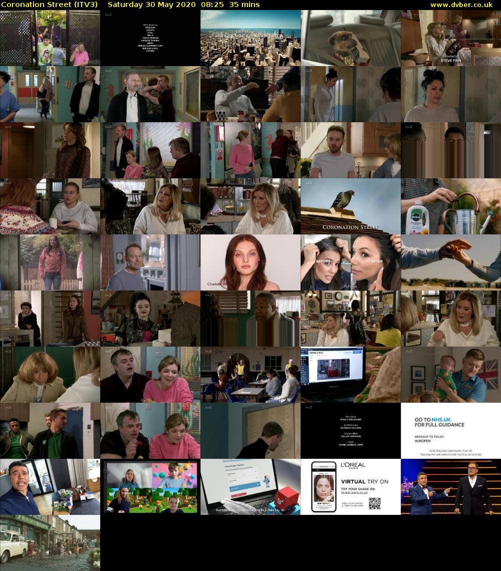 Coronation Street (ITV3) Saturday 30 May 2020 08:25 - 09:00