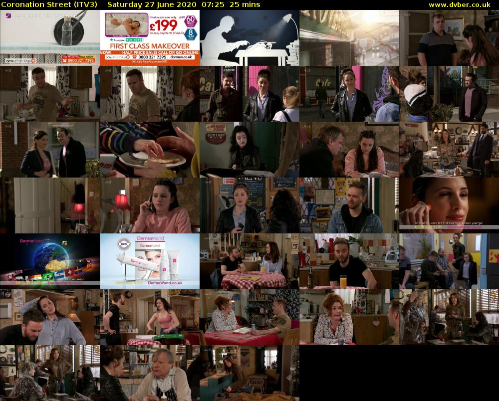 Coronation Street (ITV3) Saturday 27 June 2020 07:25 - 07:50