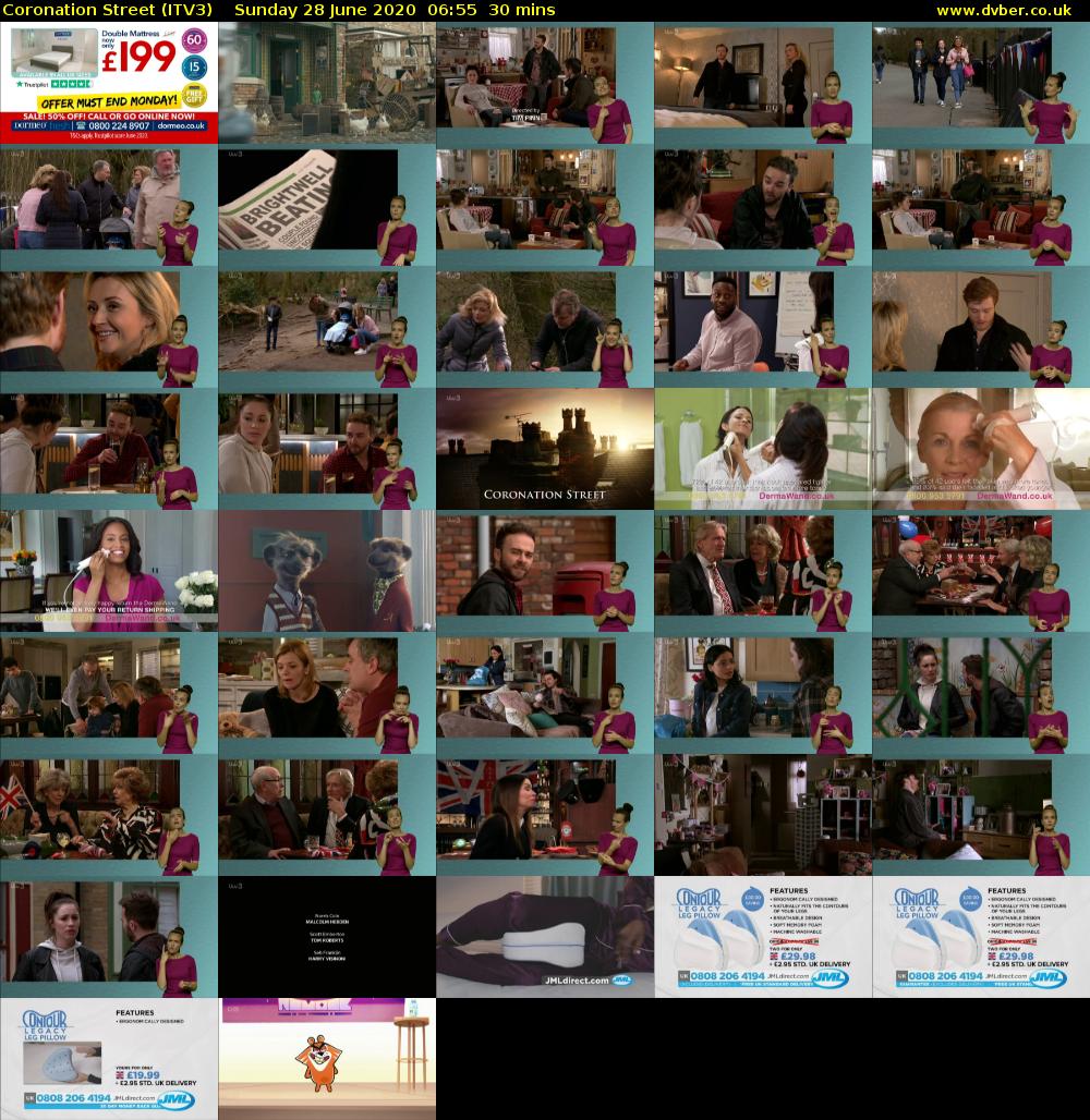 Coronation Street (ITV3) Sunday 28 June 2020 06:55 - 07:25