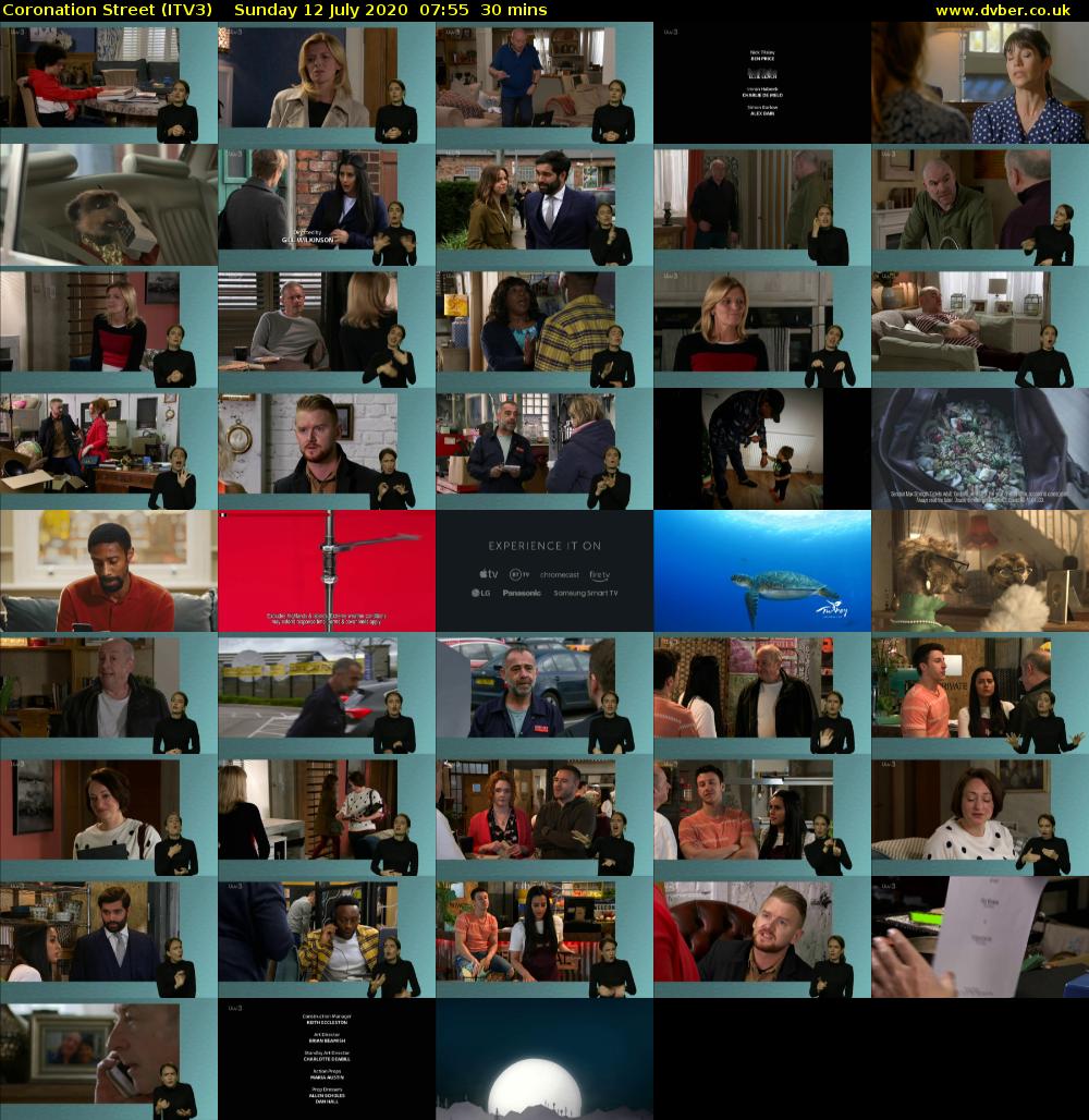 Coronation Street (ITV3) Sunday 12 July 2020 07:55 - 08:25