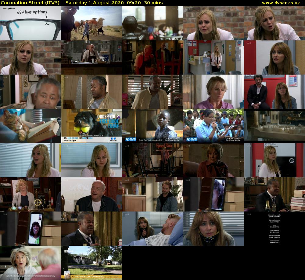 Coronation Street (ITV3) Saturday 1 August 2020 09:20 - 09:50