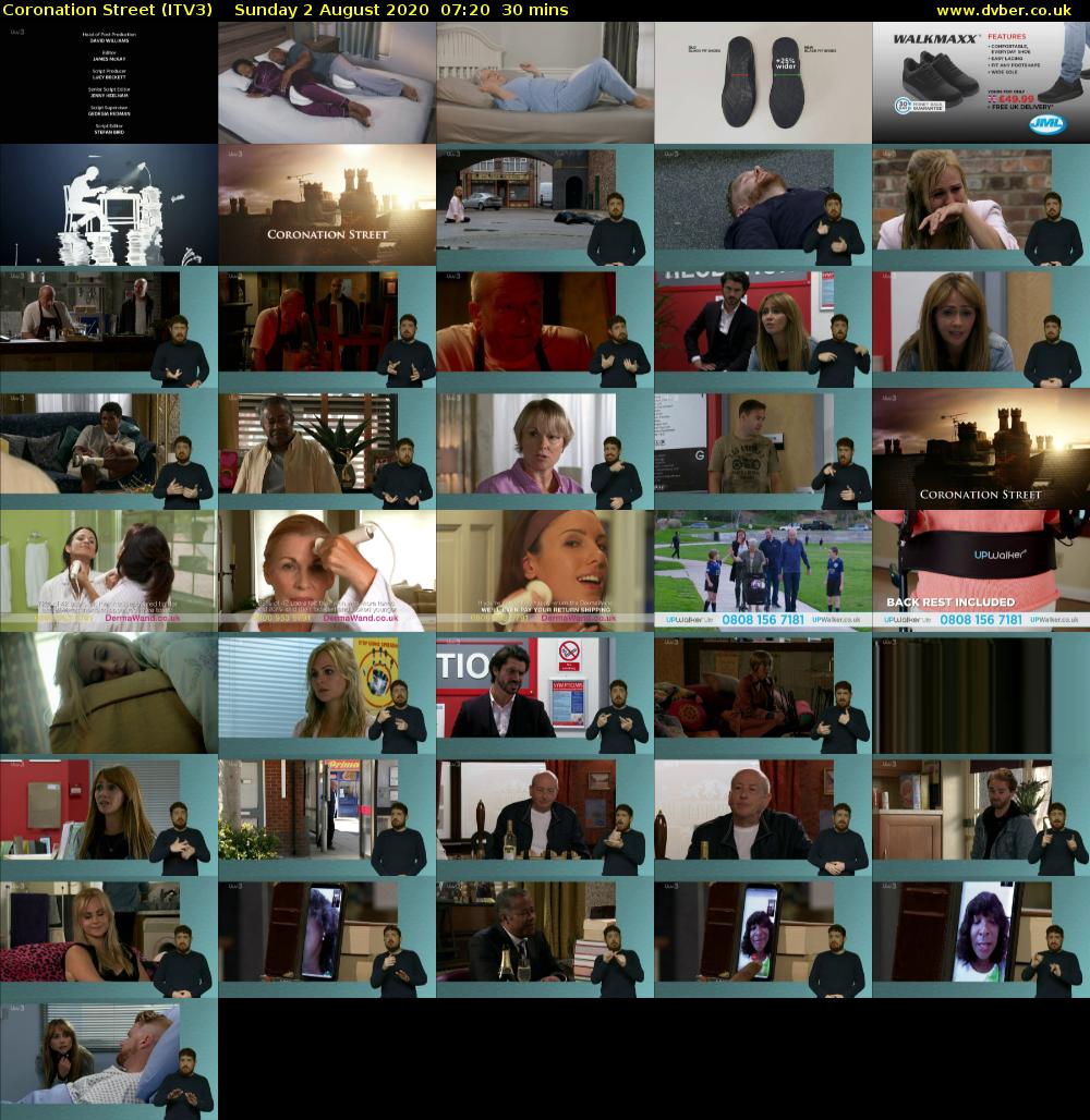Coronation Street (ITV3) Sunday 2 August 2020 07:20 - 07:50