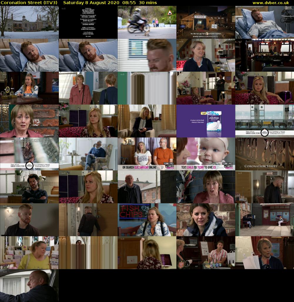 Coronation Street (ITV3) Saturday 8 August 2020 08:55 - 09:25