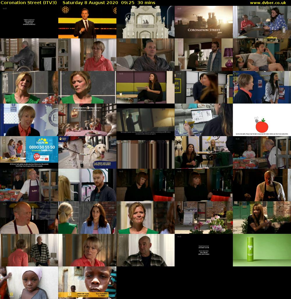 Coronation Street (ITV3) Saturday 8 August 2020 09:25 - 09:55
