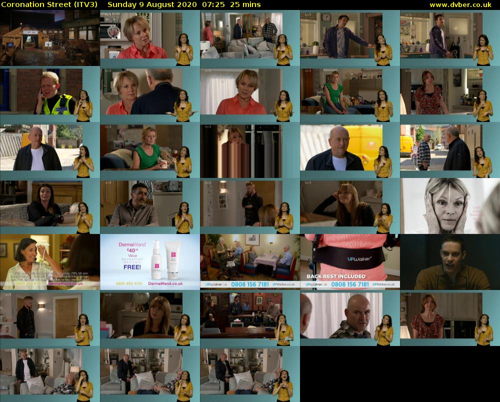 Coronation Street (ITV3) Sunday 9 August 2020 07:25 - 07:50