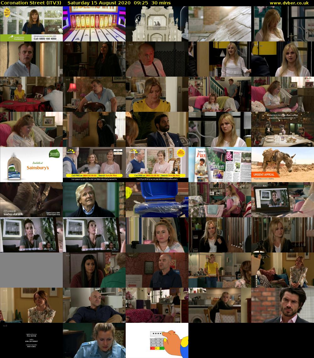Coronation Street (ITV3) Saturday 15 August 2020 09:25 - 09:55