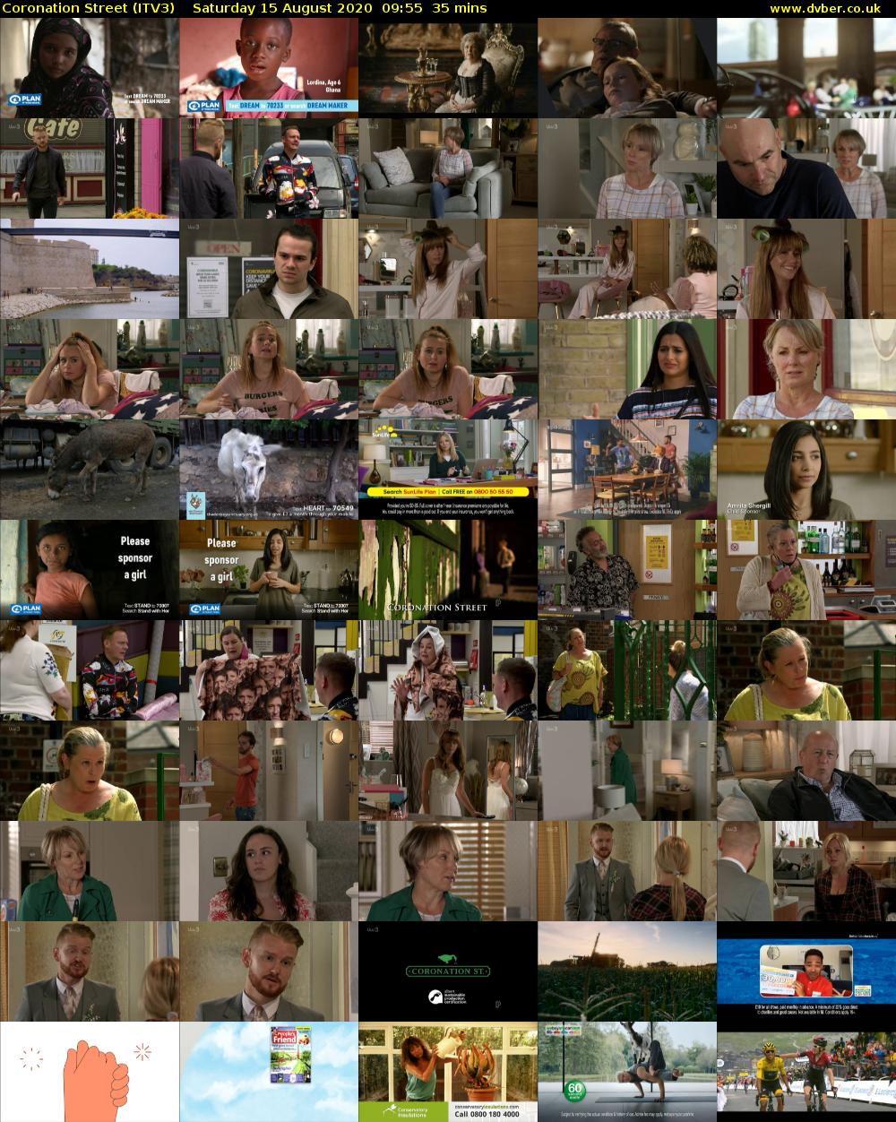 Coronation Street (ITV3) Saturday 15 August 2020 09:55 - 10:30