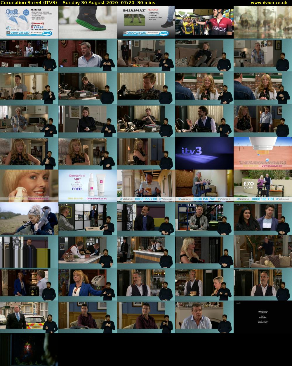 Coronation Street (ITV3) Sunday 30 August 2020 07:20 - 07:50