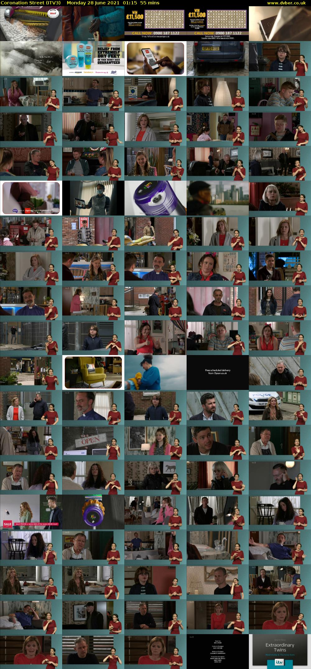 Coronation Street (ITV3) Monday 28 June 2021 01:15 - 02:10