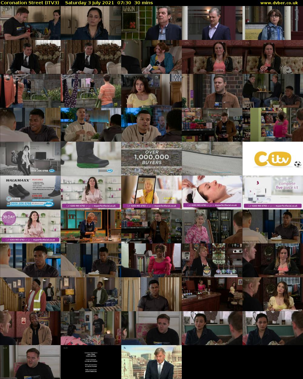 Coronation Street (ITV3) Saturday 3 July 2021 07:30 - 08:00