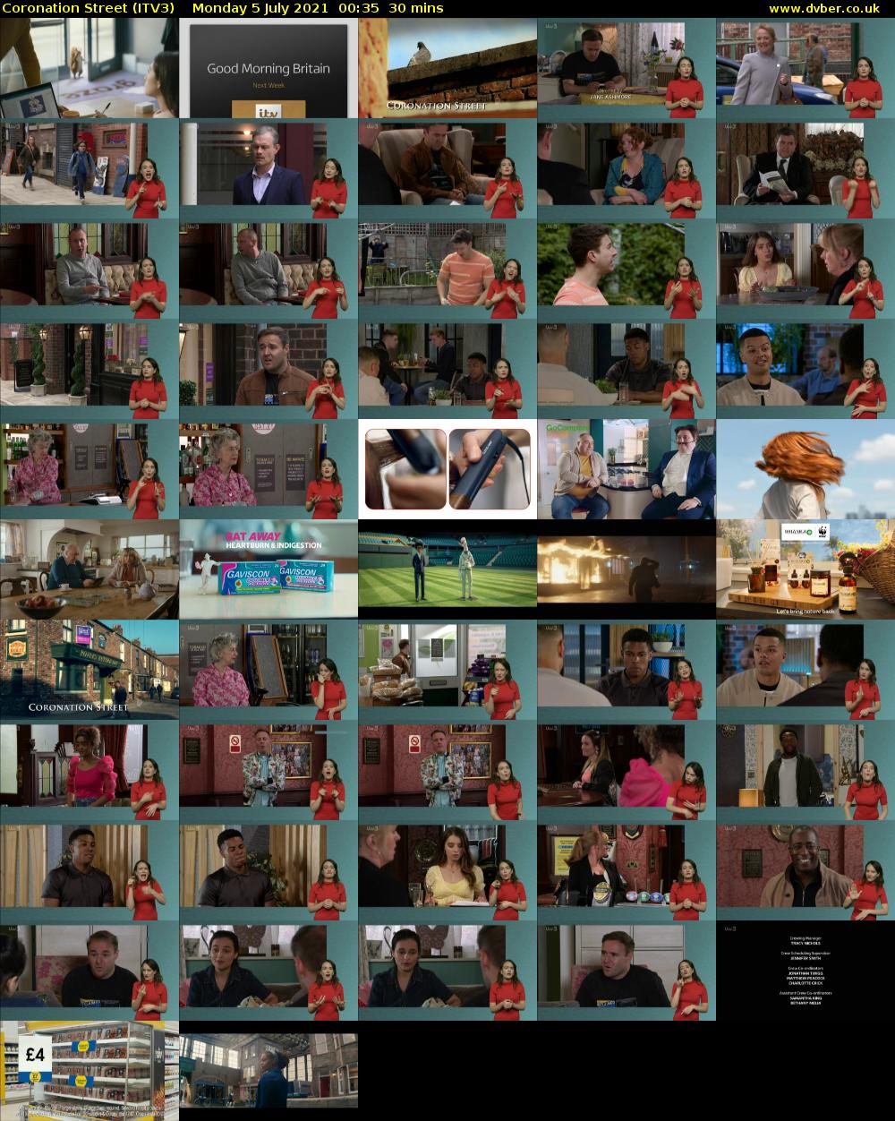 Coronation Street (ITV3) Monday 5 July 2021 00:35 - 01:05
