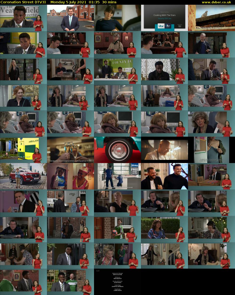 Coronation Street (ITV3) Monday 5 July 2021 01:35 - 02:05