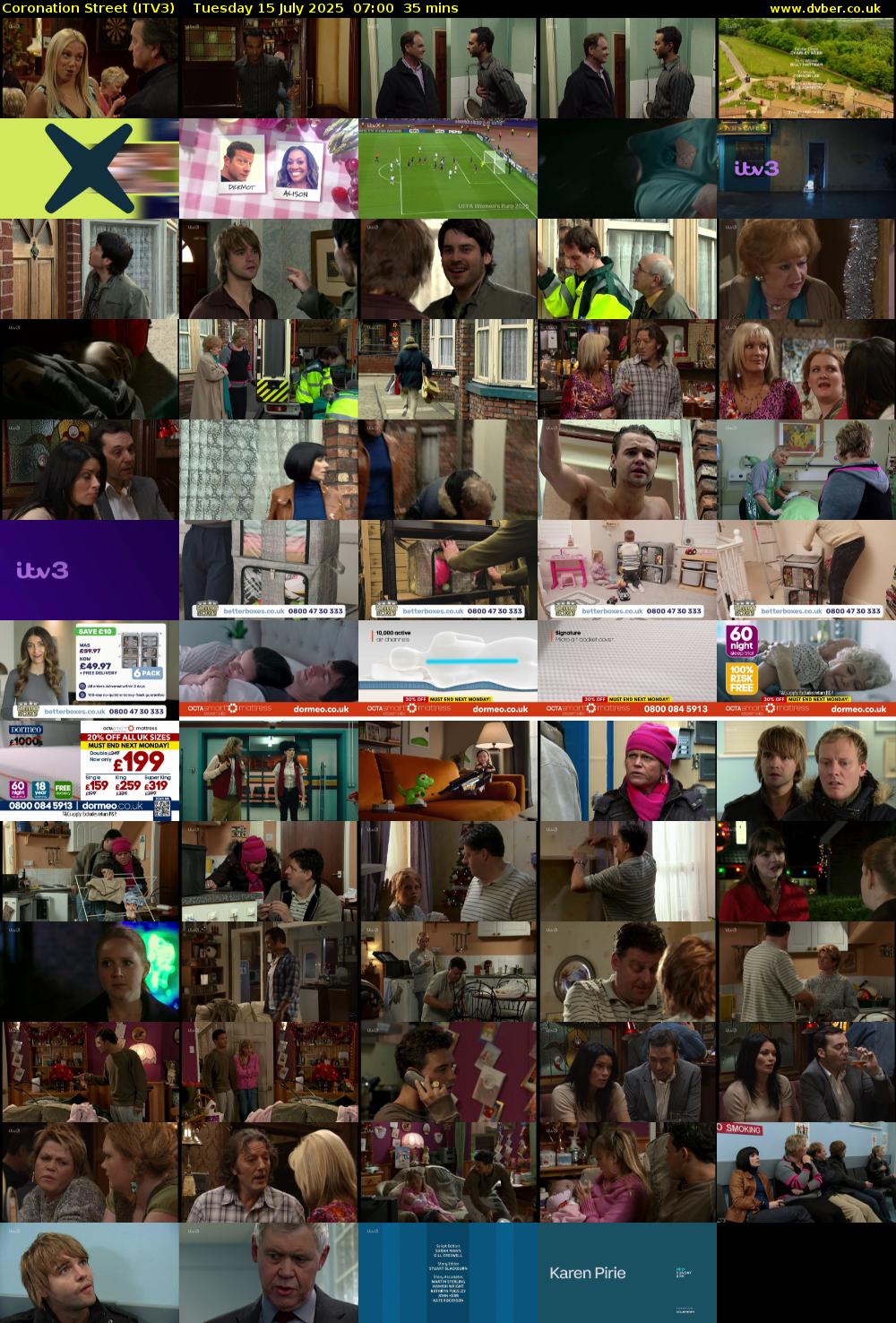 Coronation Street (ITV3) Tuesday 15 July 2025 07:00 - 07:35
