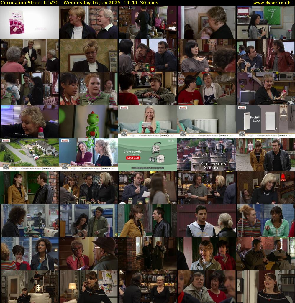 Coronation Street (ITV3) Wednesday 16 July 2025 14:40 - 15:10