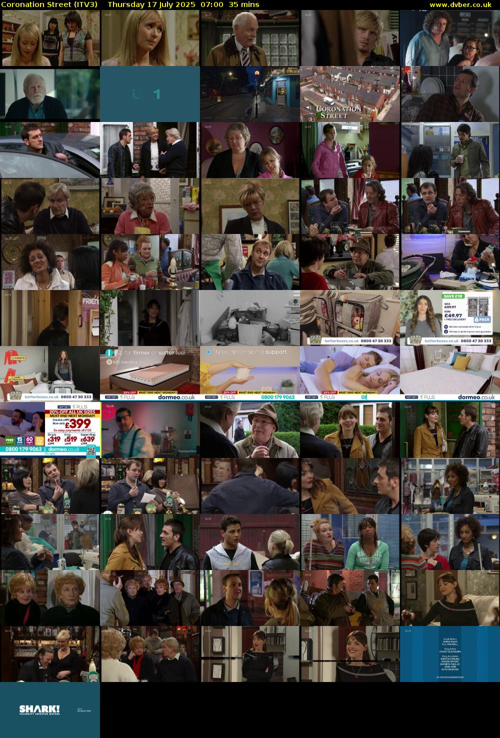 Coronation Street (ITV3) Thursday 17 July 2025 07:00 - 07:35