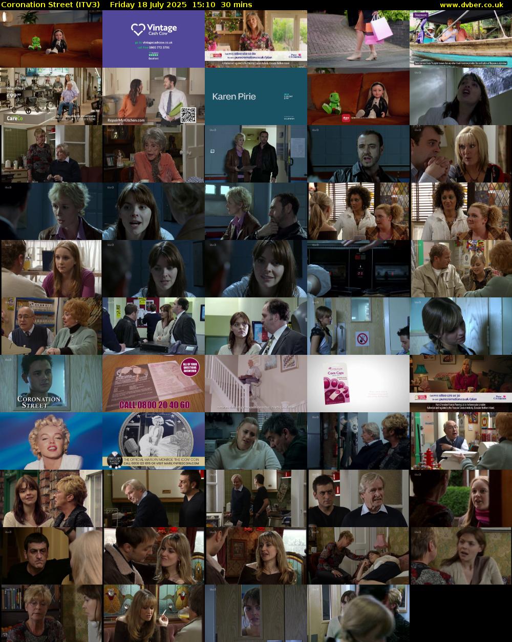 Coronation Street (ITV3) Friday 18 July 2025 15:10 - 15:40
