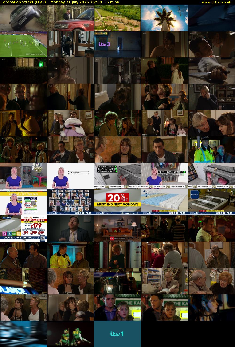 Coronation Street (ITV3) Monday 21 July 2025 07:00 - 07:35