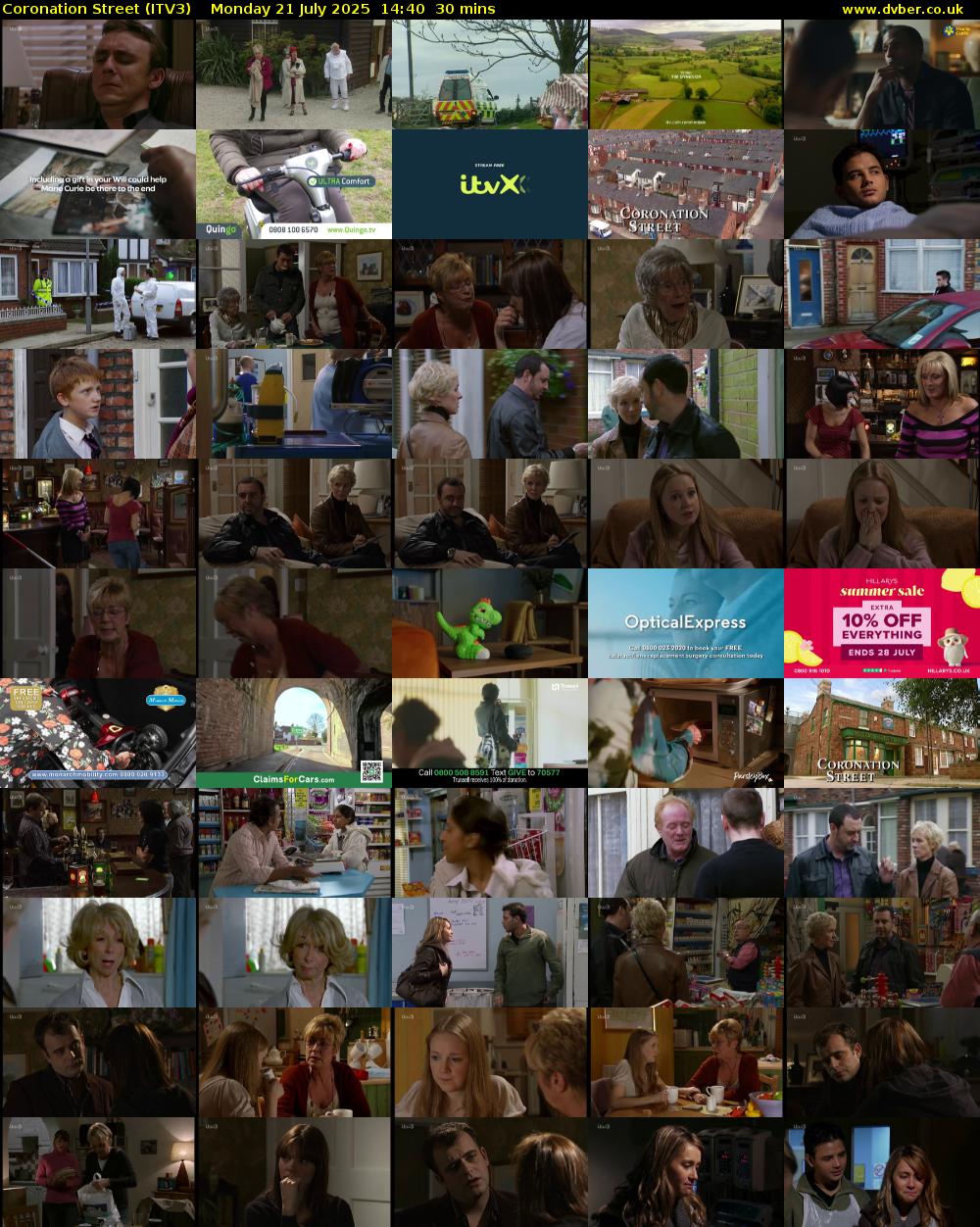 Coronation Street (ITV3) Monday 21 July 2025 14:40 - 15:10