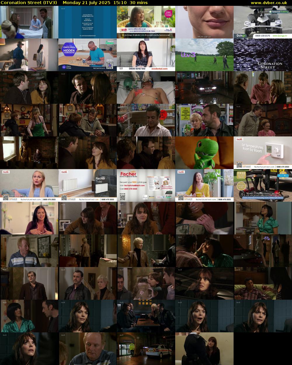 Coronation Street (ITV3) Monday 21 July 2025 15:10 - 15:40