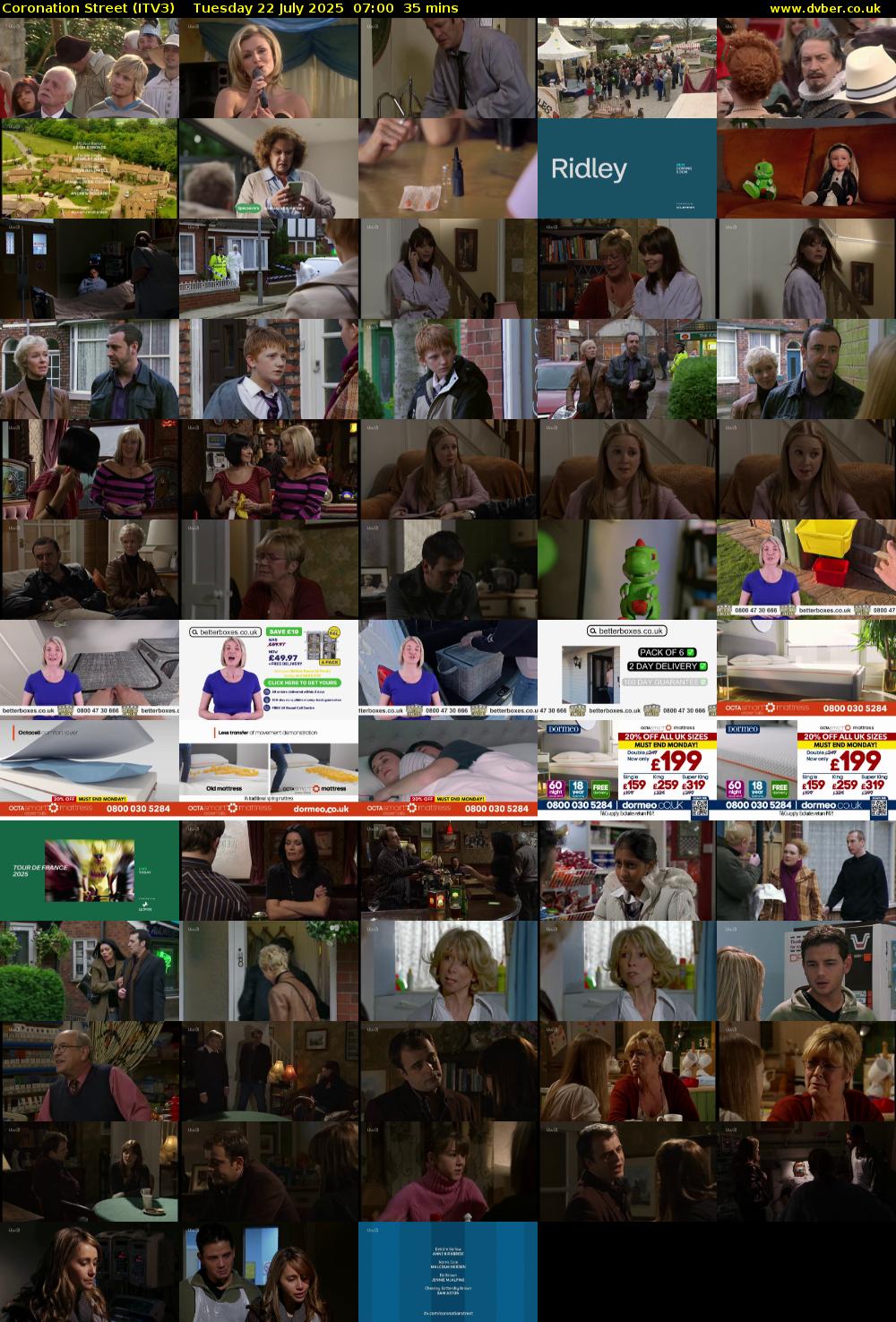 Coronation Street (ITV3) Tuesday 22 July 2025 07:00 - 07:35