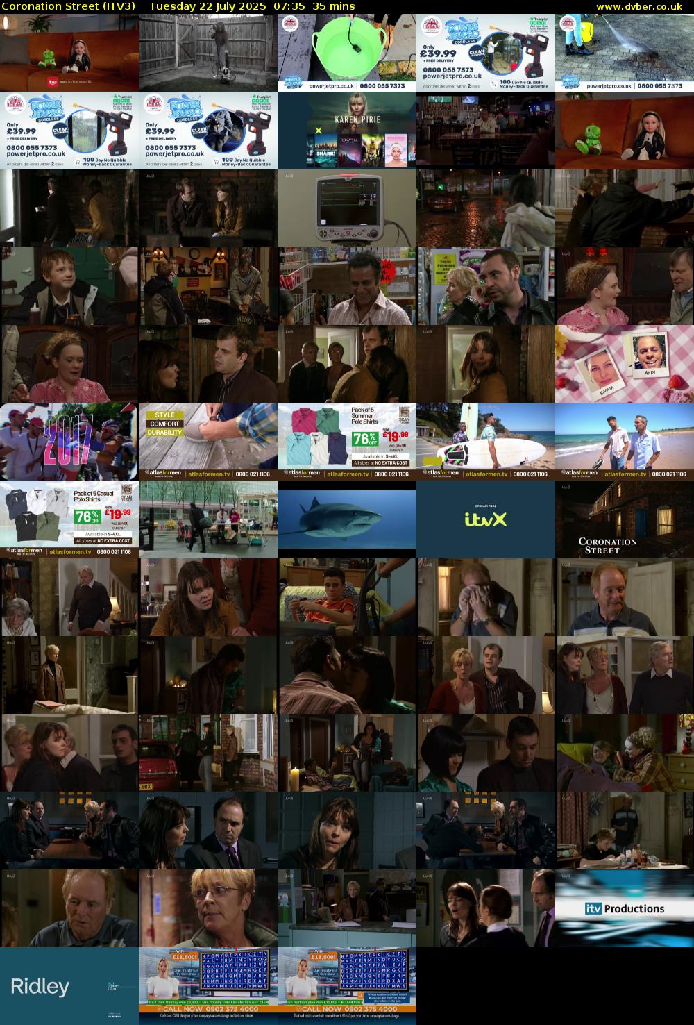 Coronation Street (ITV3) Tuesday 22 July 2025 07:35 - 08:10
