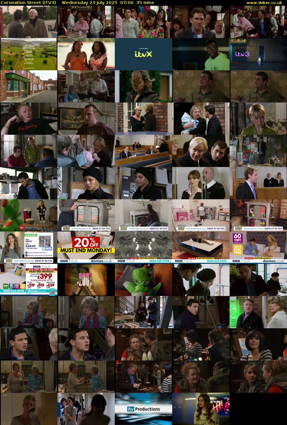 Coronation Street (ITV3) Wednesday 23 July 2025 07:00 - 07:35