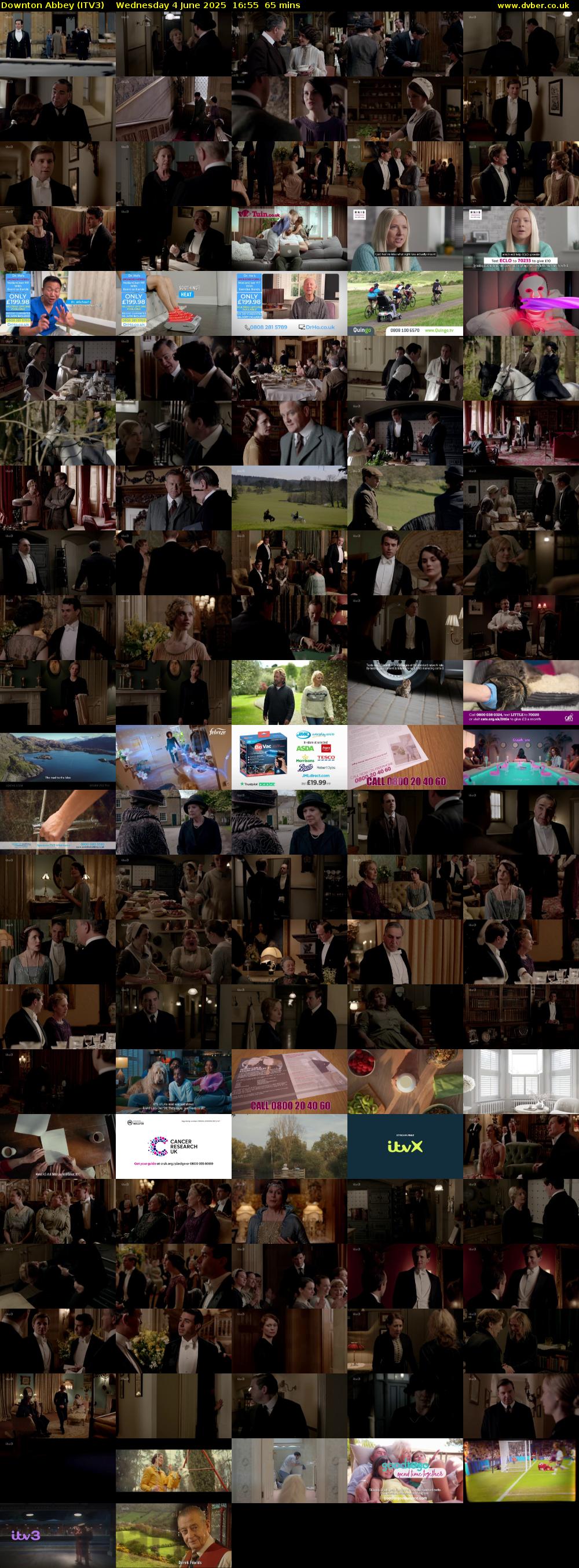 Downton Abbey (ITV3) Wednesday 4 June 2025 16:55 - 18:00