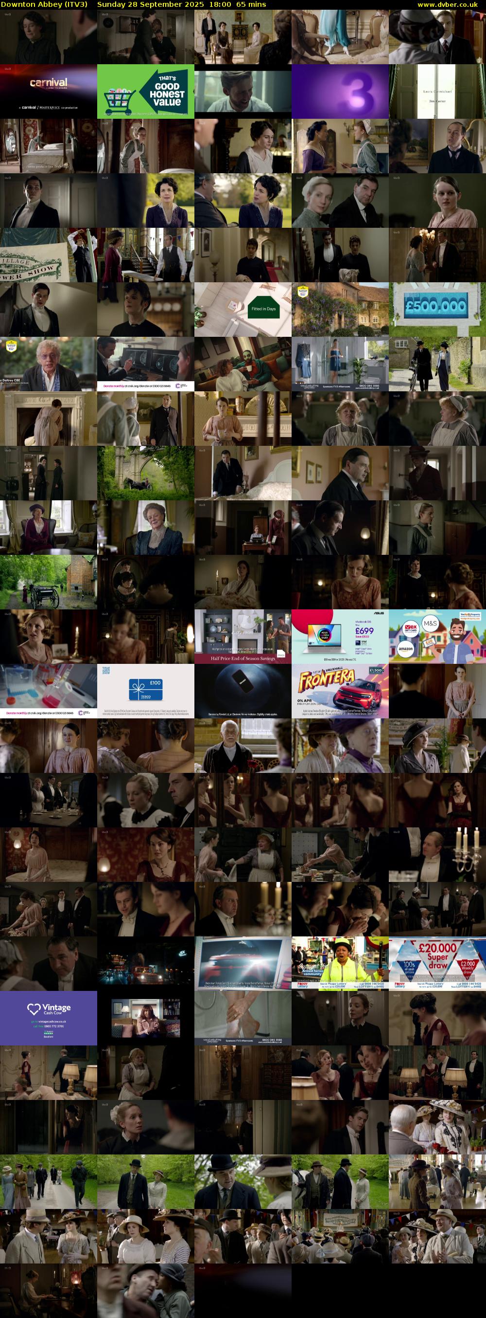 Downton Abbey (ITV3) Sunday 28 September 2025 18:00 - 19:05