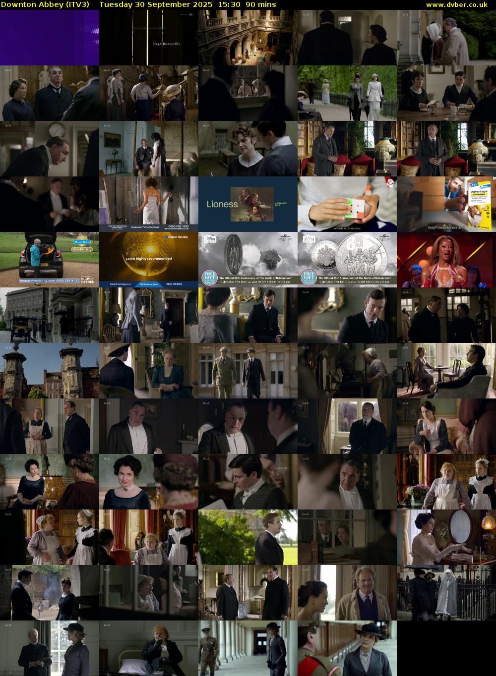 Downton Abbey (ITV3) Tuesday 30 September 2025 15:30 - 17:00