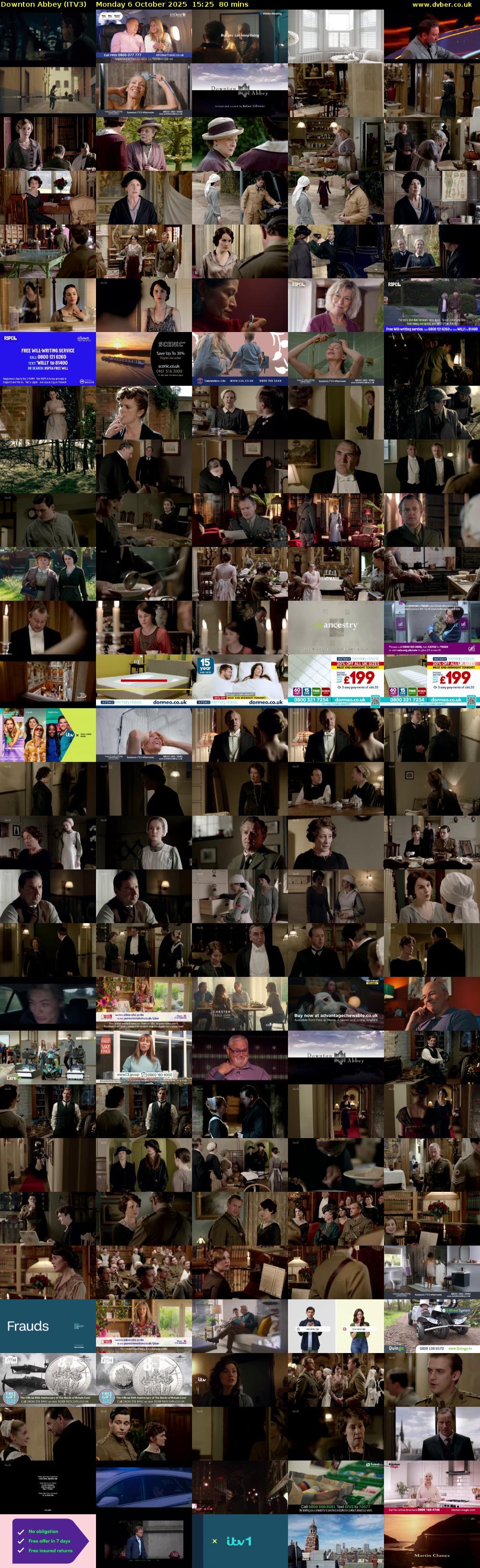 Downton Abbey (ITV3) Monday 6 October 2025 15:25 - 16:45