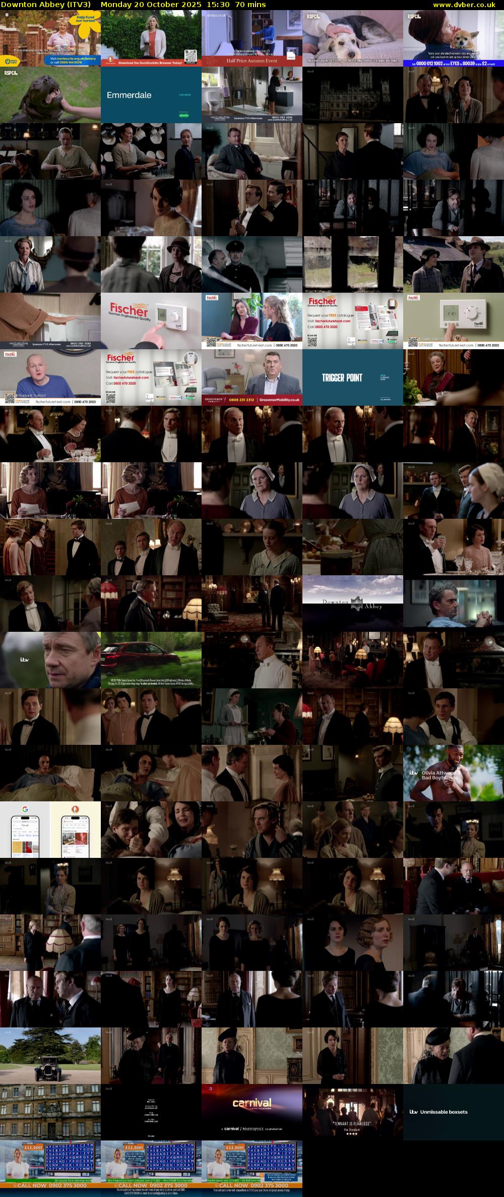 Downton Abbey (ITV3) Monday 20 October 2025 15:30 - 16:40