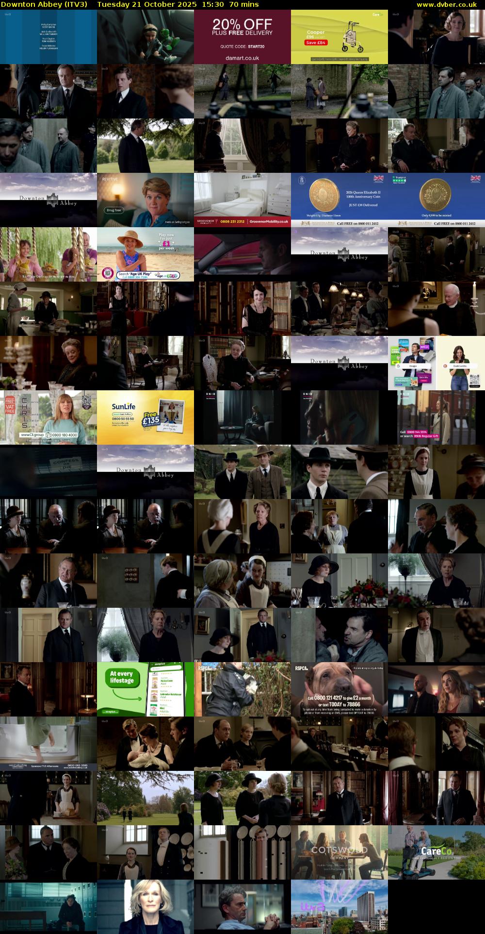 Downton Abbey (ITV3) Tuesday 21 October 2025 15:30 - 16:40