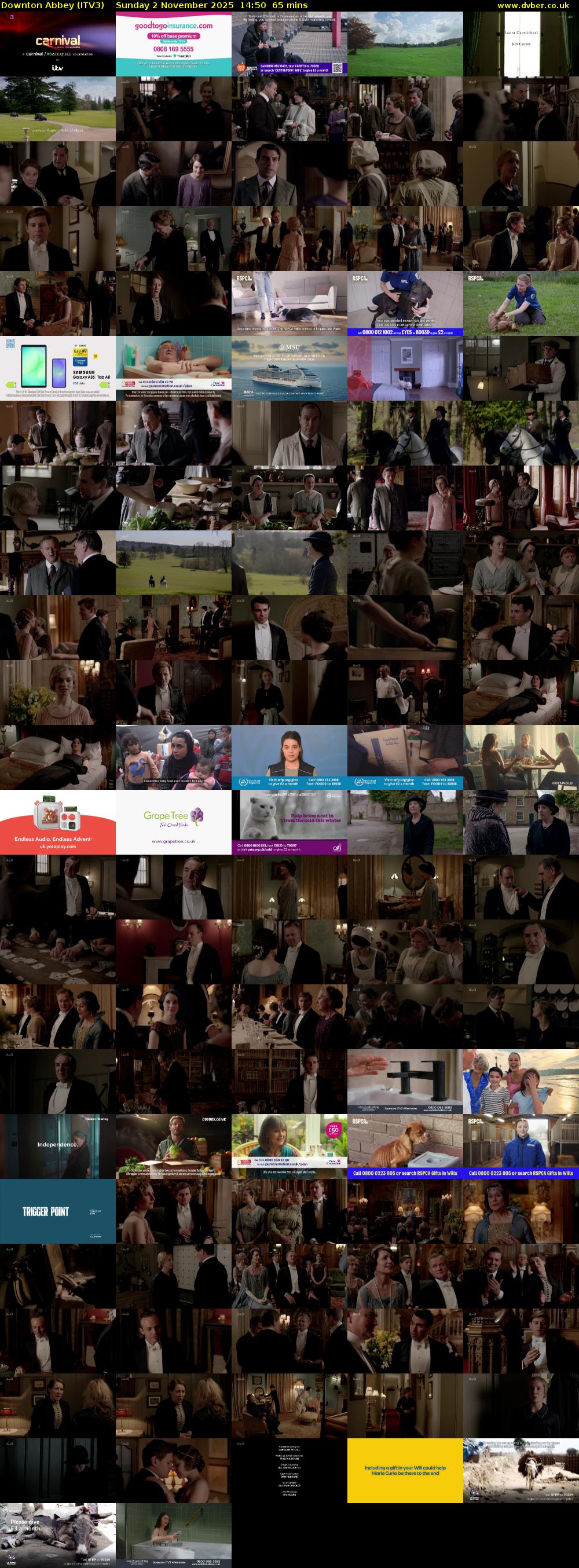 Downton Abbey (ITV3) Sunday 2 November 2025 14:50 - 15:55
