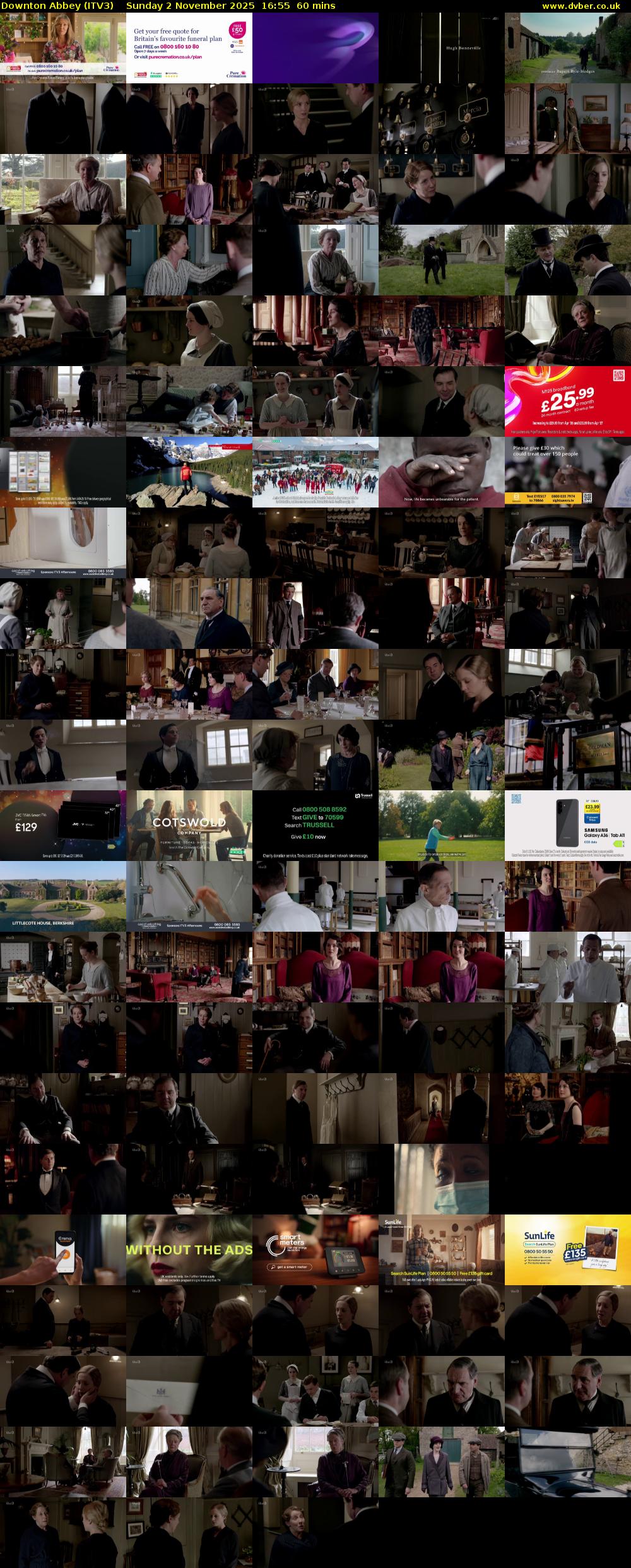 Downton Abbey (ITV3) Sunday 2 November 2025 16:55 - 17:55