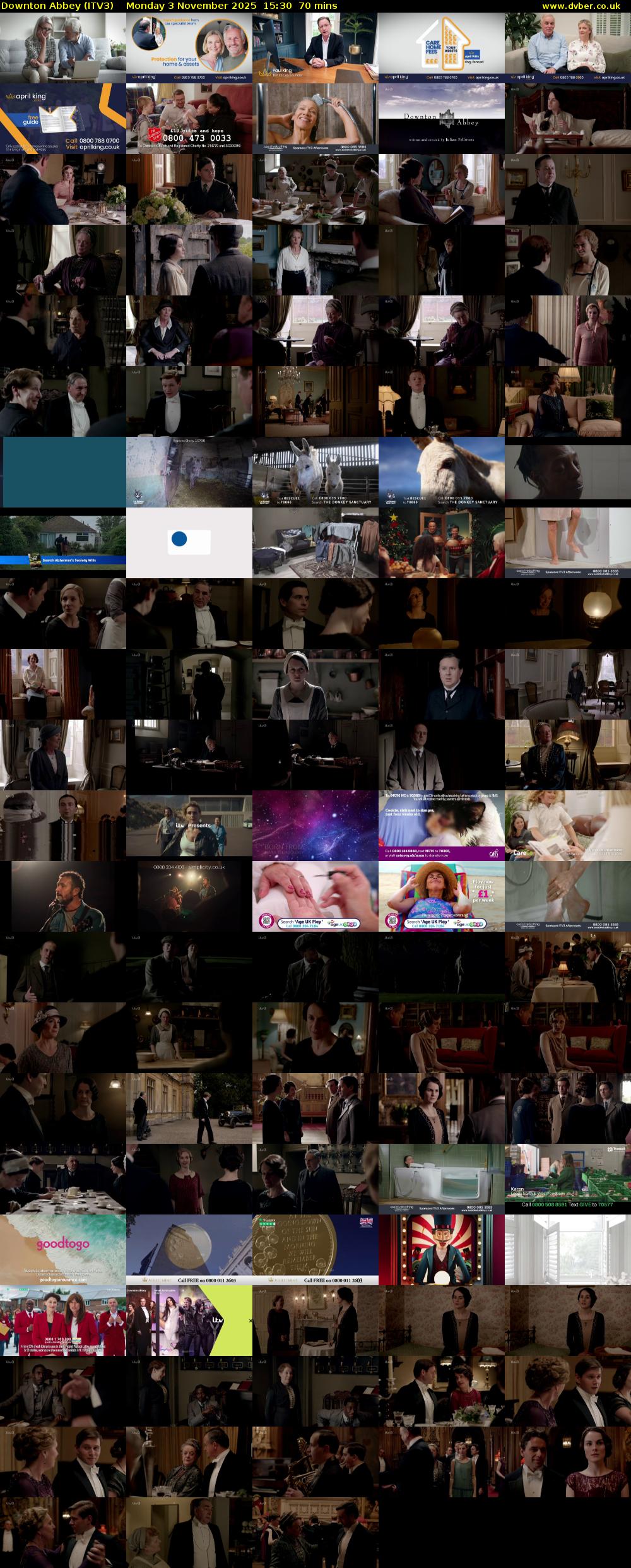 Downton Abbey (ITV3) Monday 3 November 2025 15:30 - 16:40