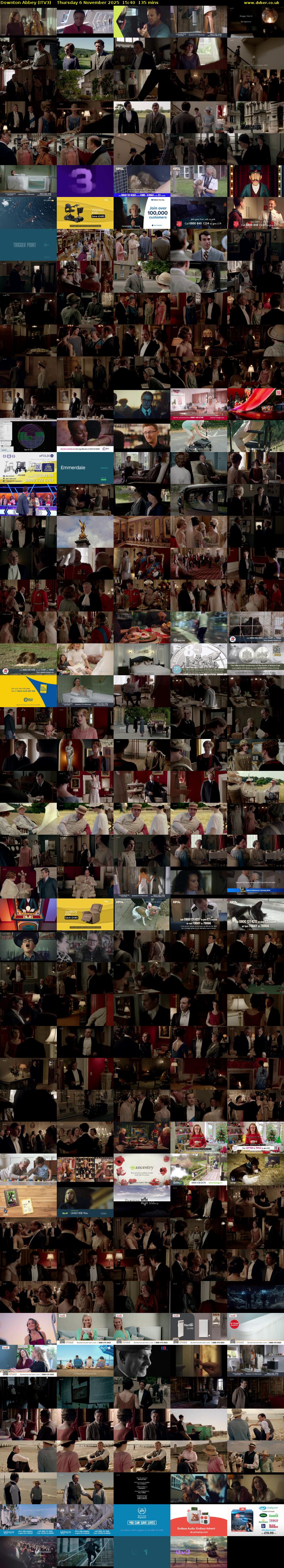 Downton Abbey (ITV3) Thursday 6 November 2025 15:40 - 17:55