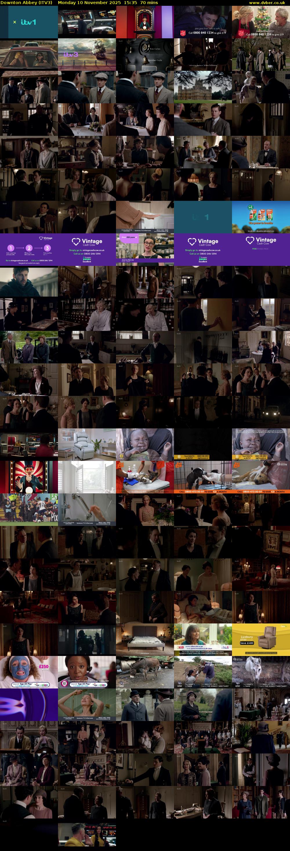 Downton Abbey (ITV3) Monday 10 November 2025 15:35 - 16:45