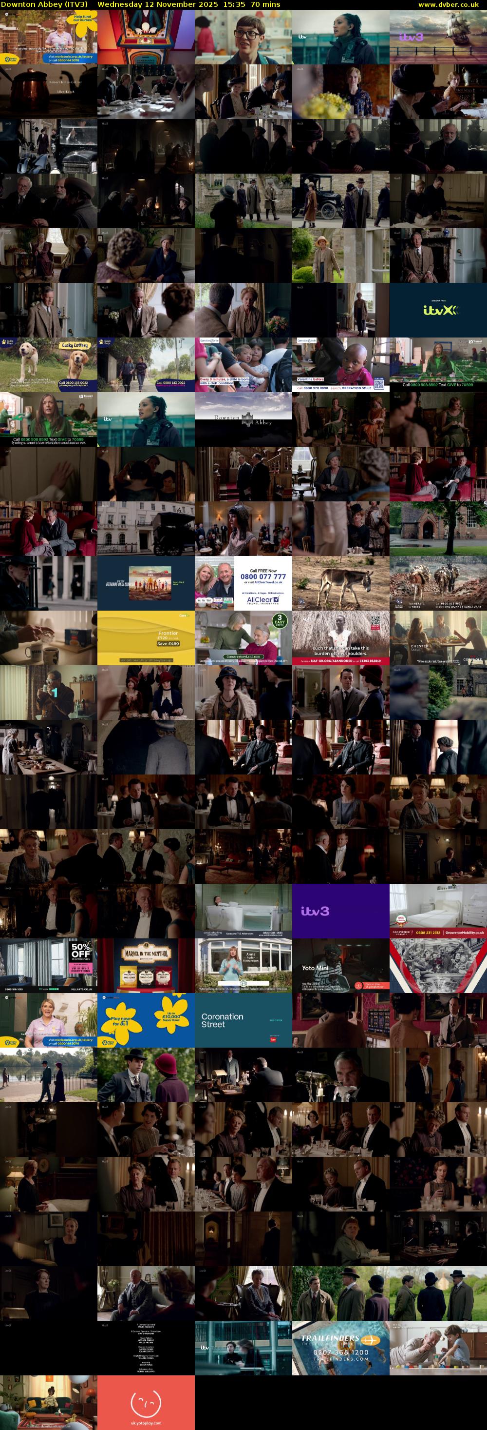 Downton Abbey (ITV3) Wednesday 12 November 2025 15:35 - 16:45