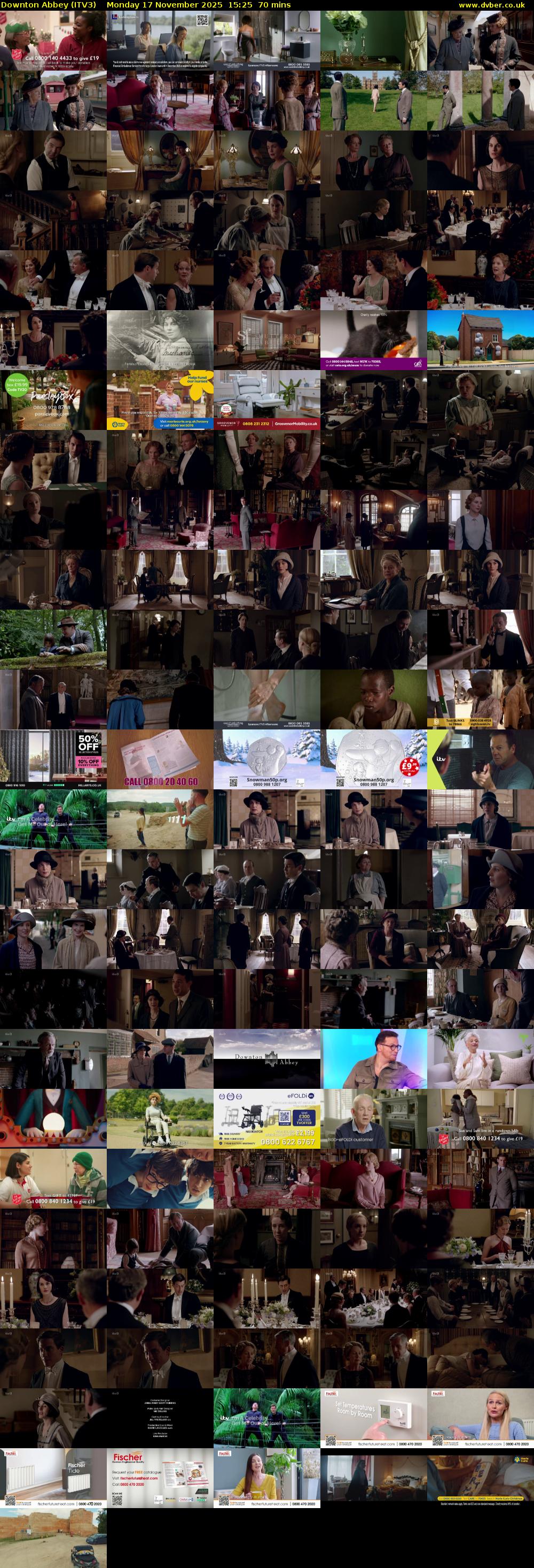 Downton Abbey (ITV3) Monday 17 November 2025 15:25 - 16:35