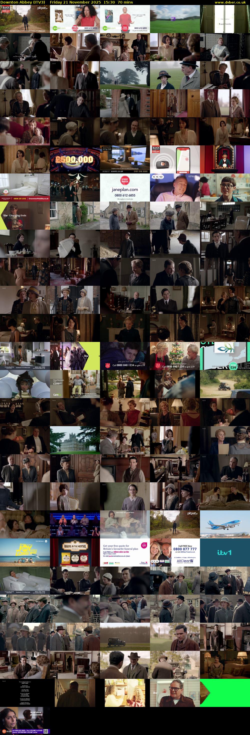 Downton Abbey (ITV3) Friday 21 November 2025 15:30 - 16:40