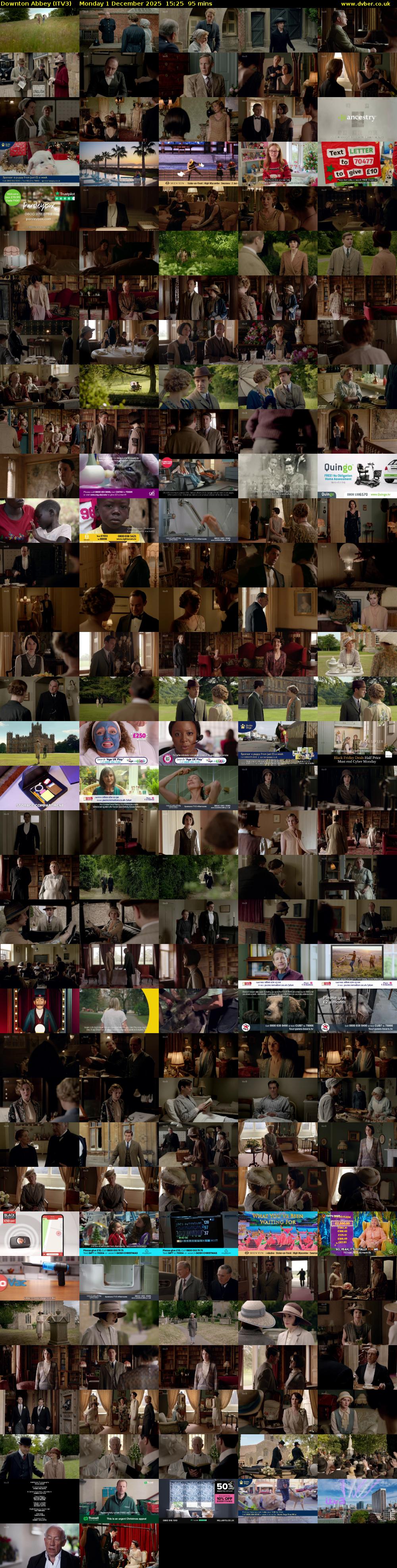 Downton Abbey (ITV3) Monday 1 December 2025 15:25 - 17:00